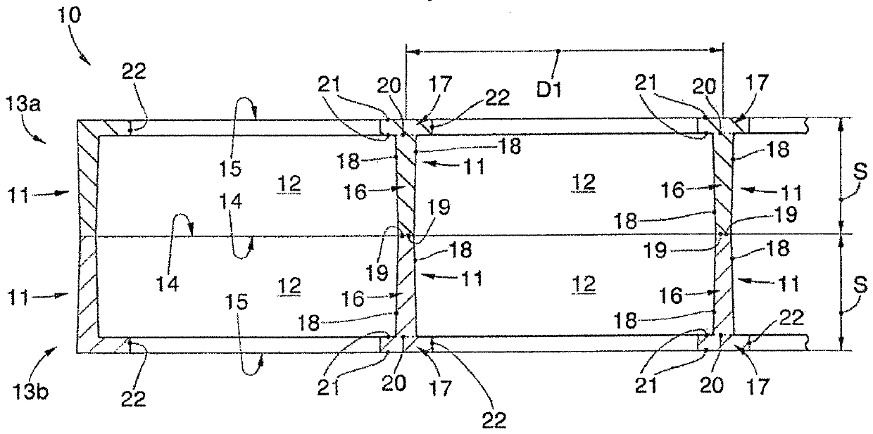 Compound structure made of composite material and method of production