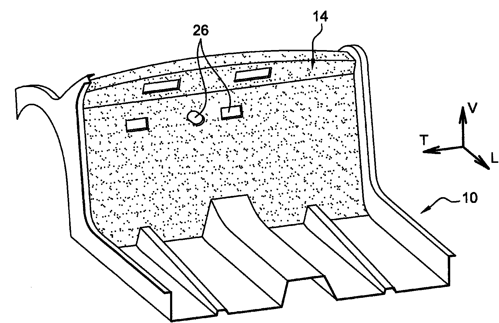 Rigid structure comprising means for positioning a soundproofing panel, and corresponding soundproofing panel