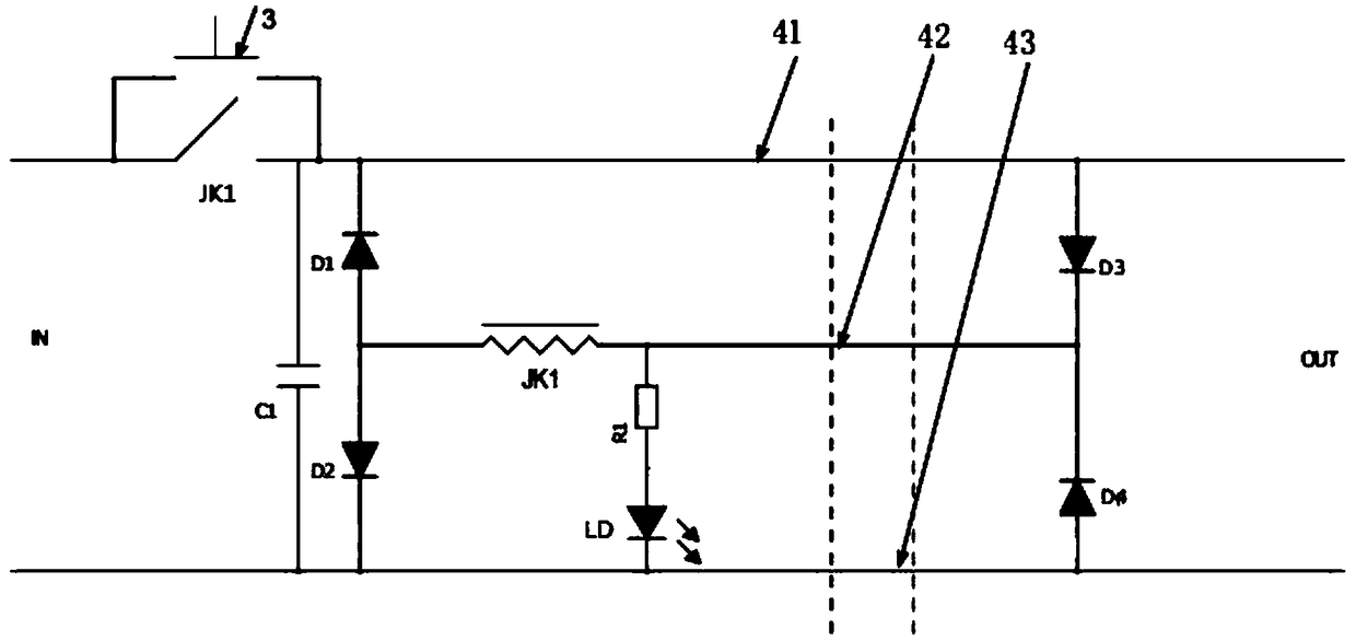 Three-core power line disconnection protector