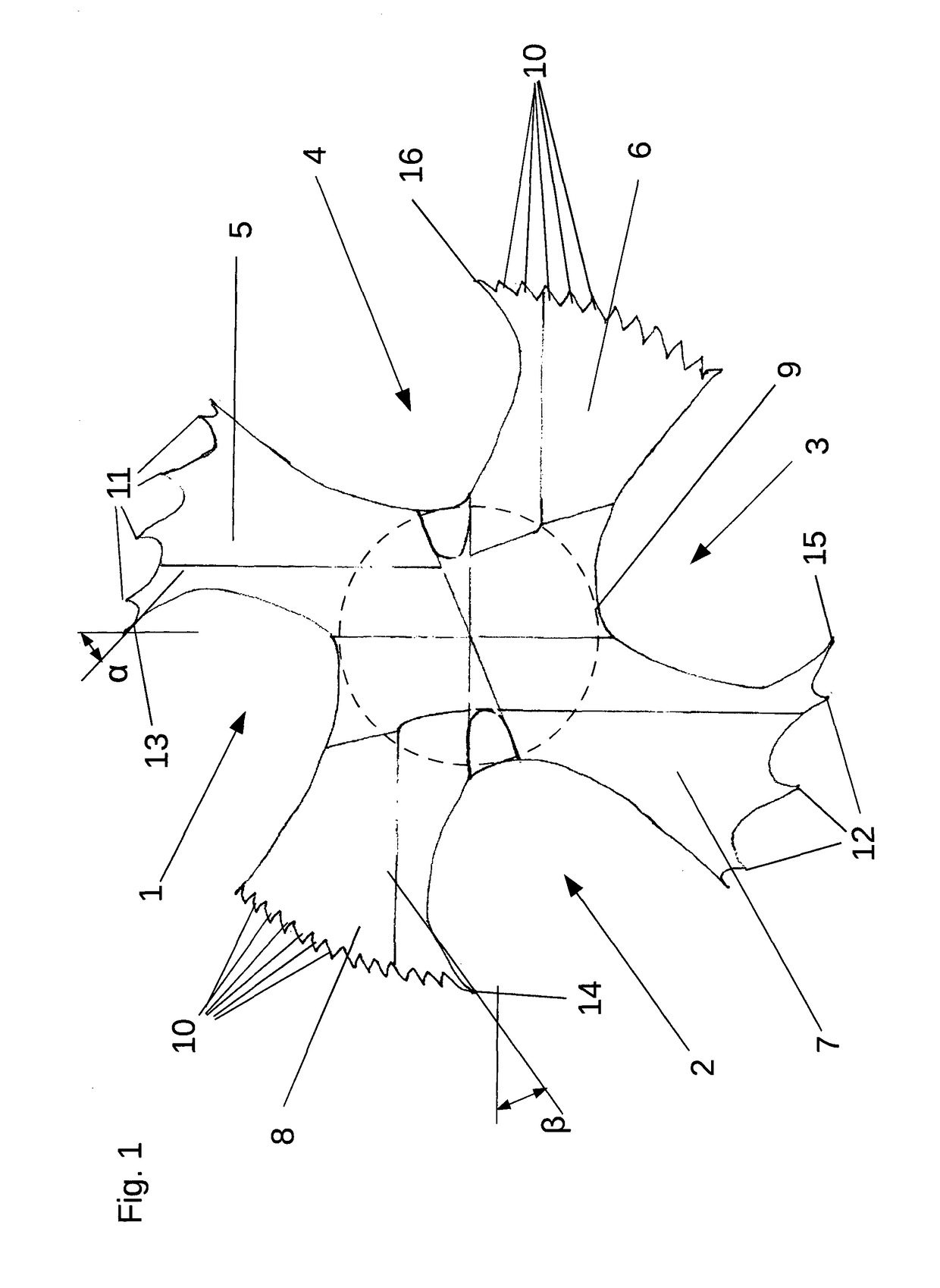 End milling cutter for processing of fiber-reinforced materials such as carobon fiber reinforced plastics (CFRP)