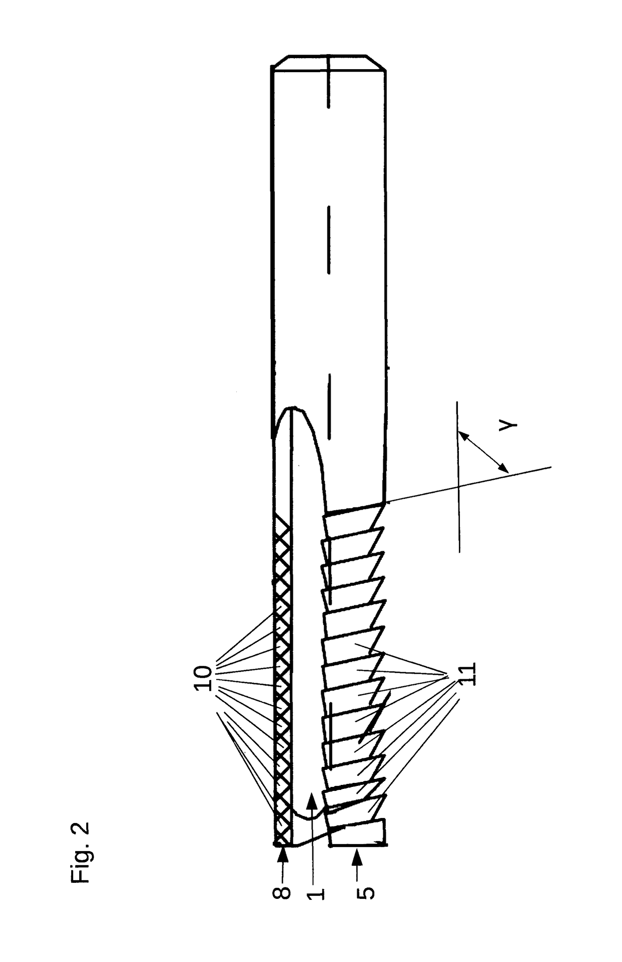 End milling cutter for processing of fiber-reinforced materials such as carobon fiber reinforced plastics (CFRP)