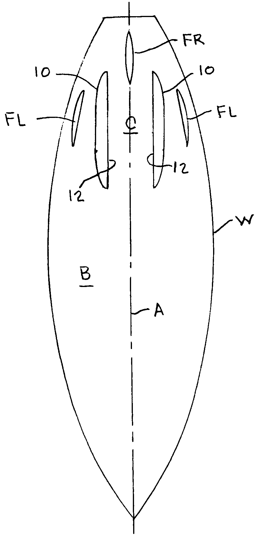 Hydrodynamic ridge devices for small watercraft