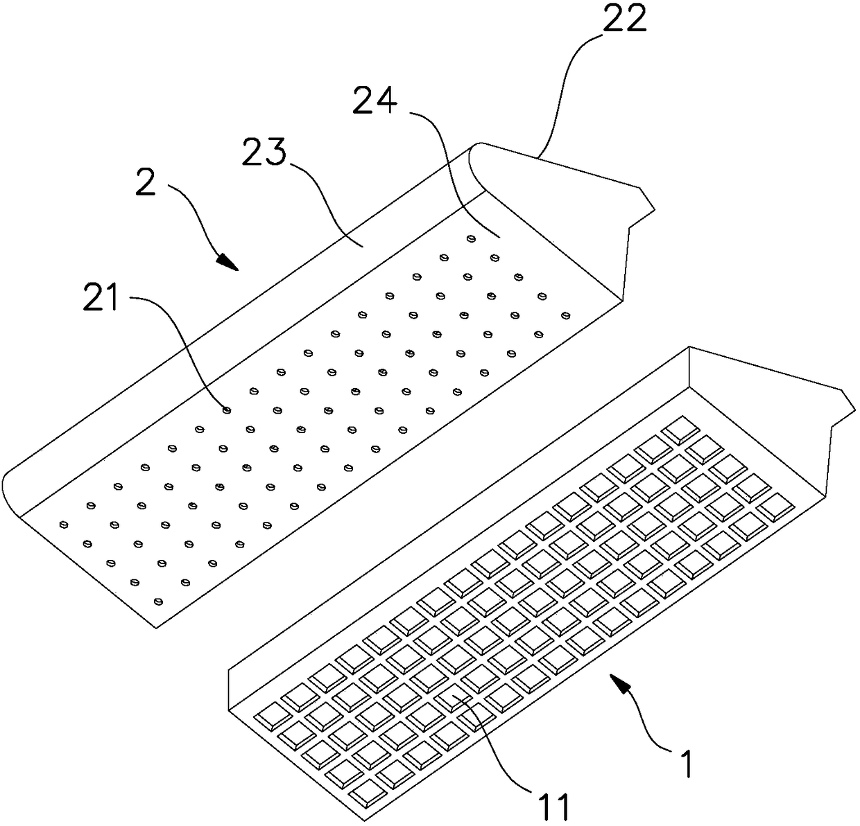 Draught fan noise reduction worm tongue