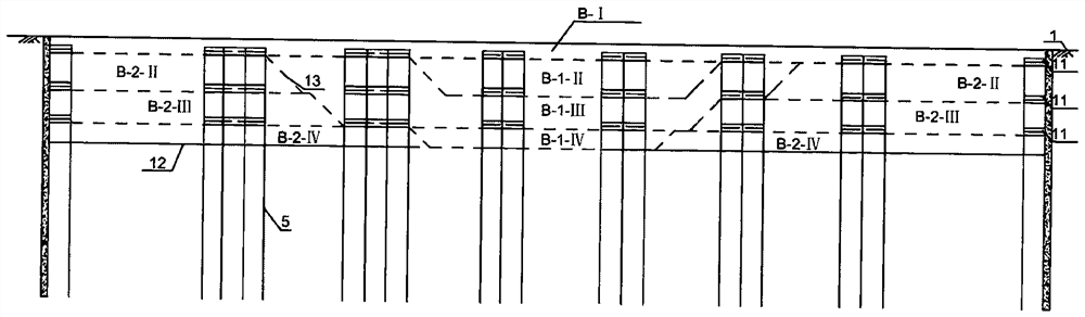 Complex foundation pit group supporting system and time-sharing excavation method