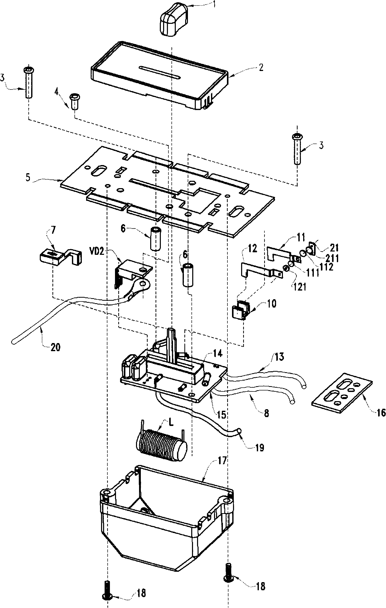 Straight sliding type stepless light modulator