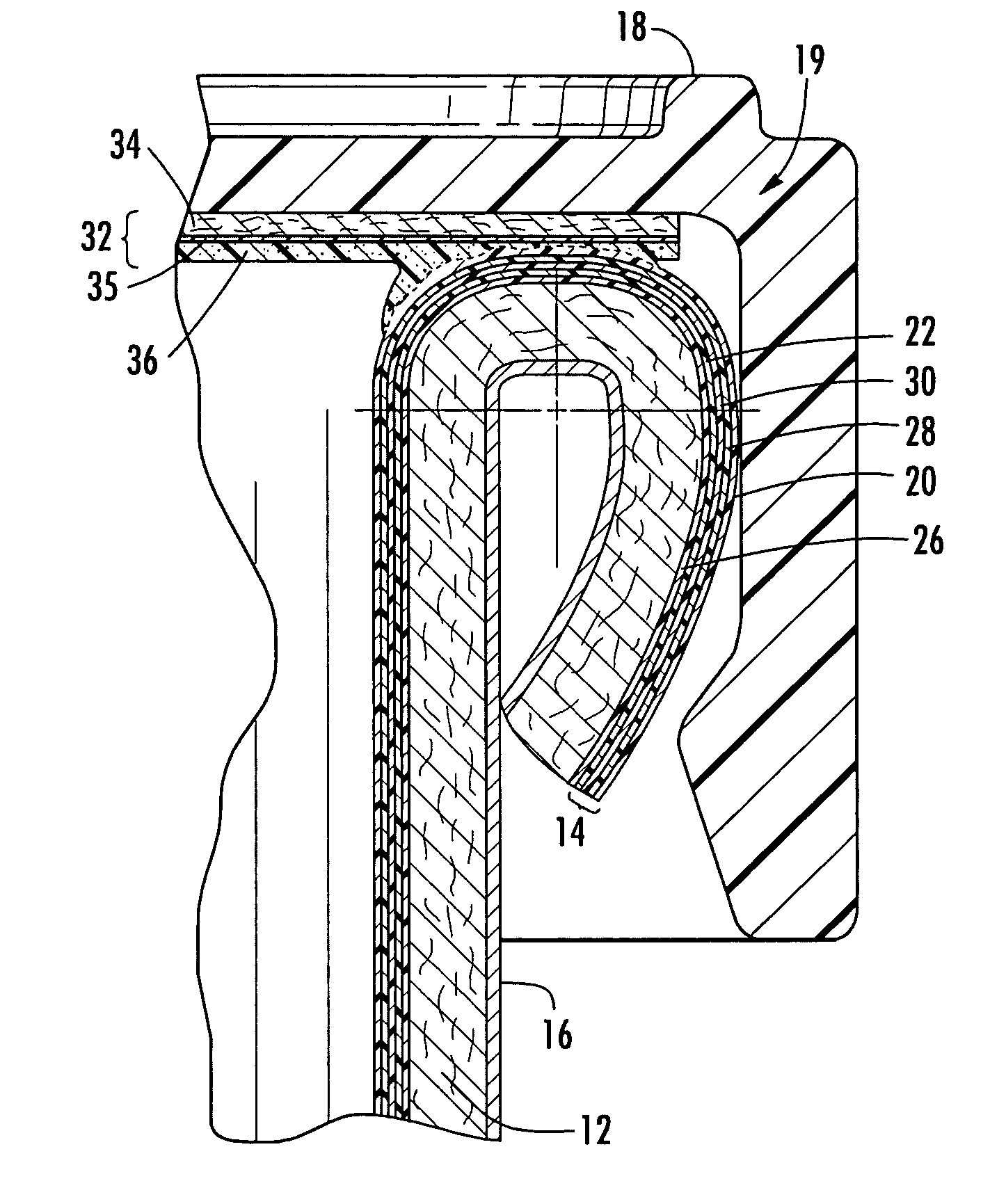 High-barrier liner for beaded composite can