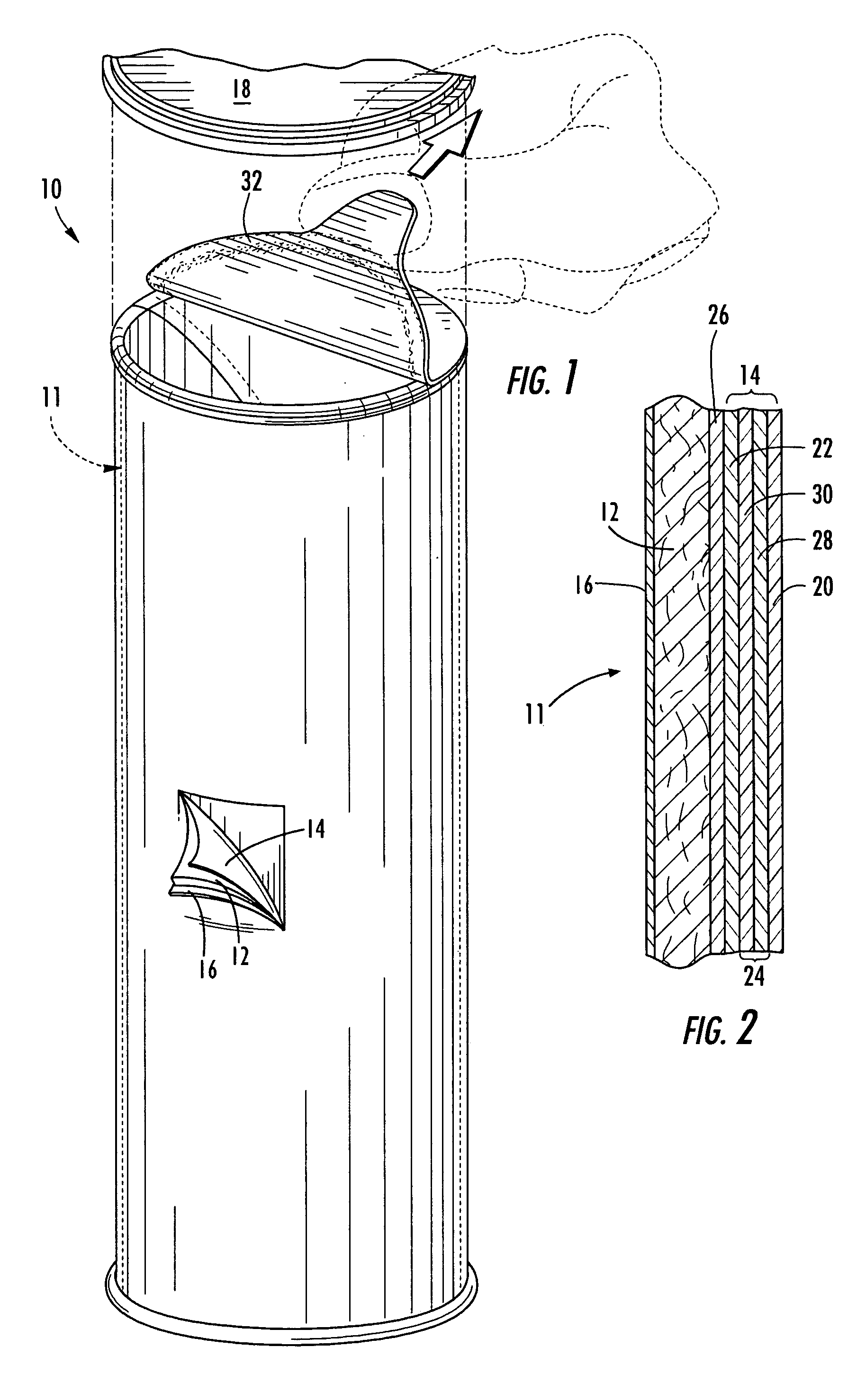 High-barrier liner for beaded composite can