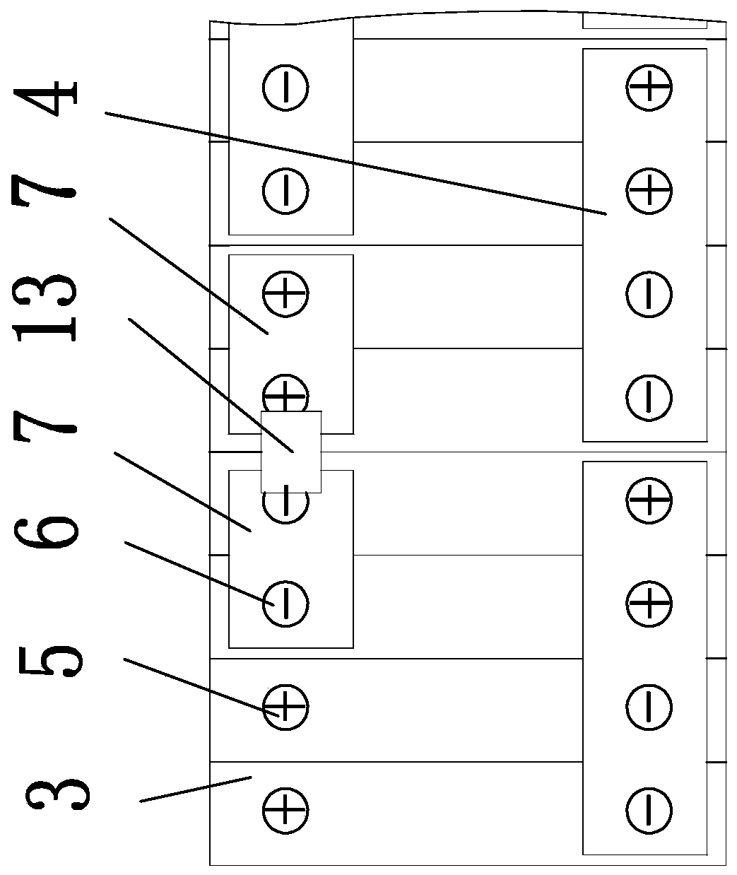 Square battery module structure