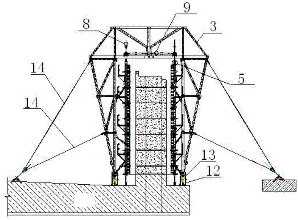 Method for integrally and transversely moving high and large formwork through high and large trolley