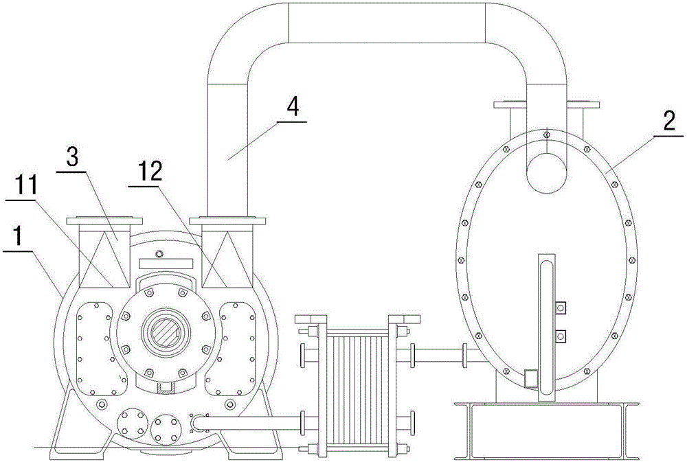 Pressurization type liquid ring vacuum pump water return system with rotating film and water return method thereof