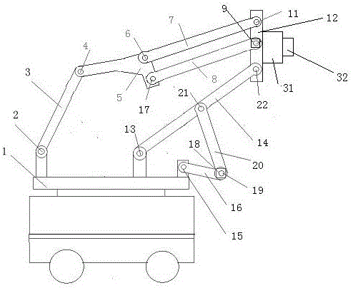 Connecting rod type variable-degree-of-freedom painting mechanical arm driven by servo motor