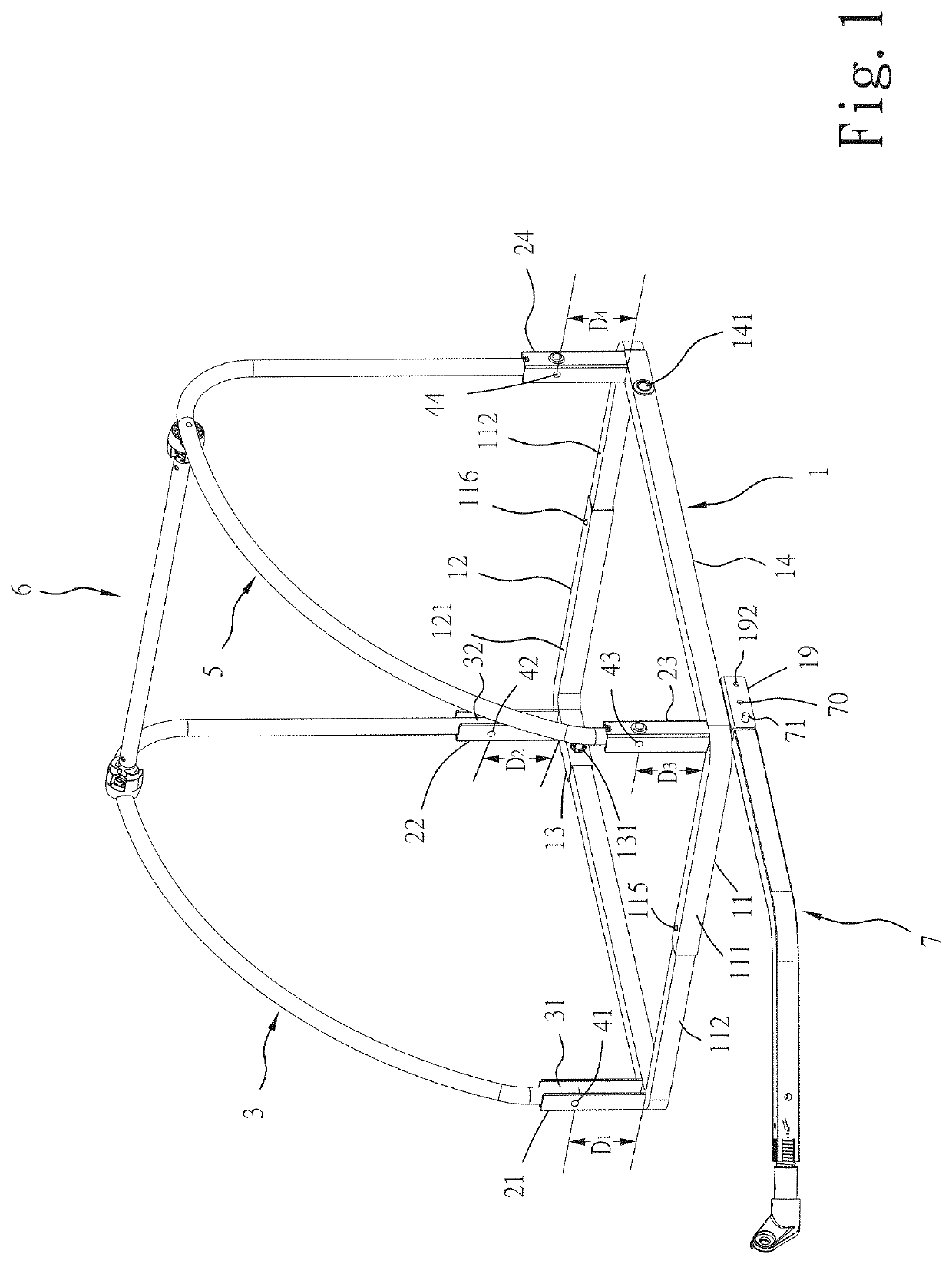 Folding frame structure for trailer