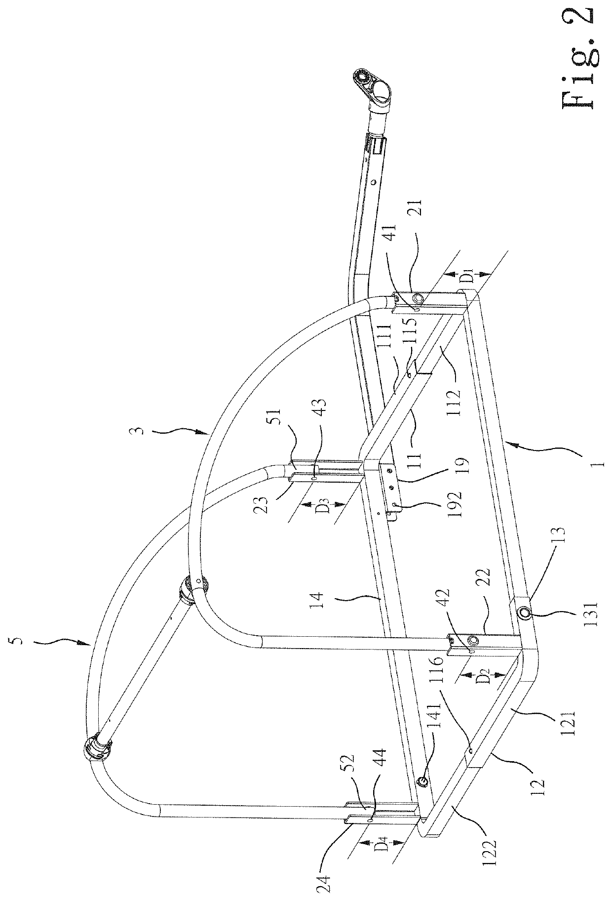 Folding frame structure for trailer