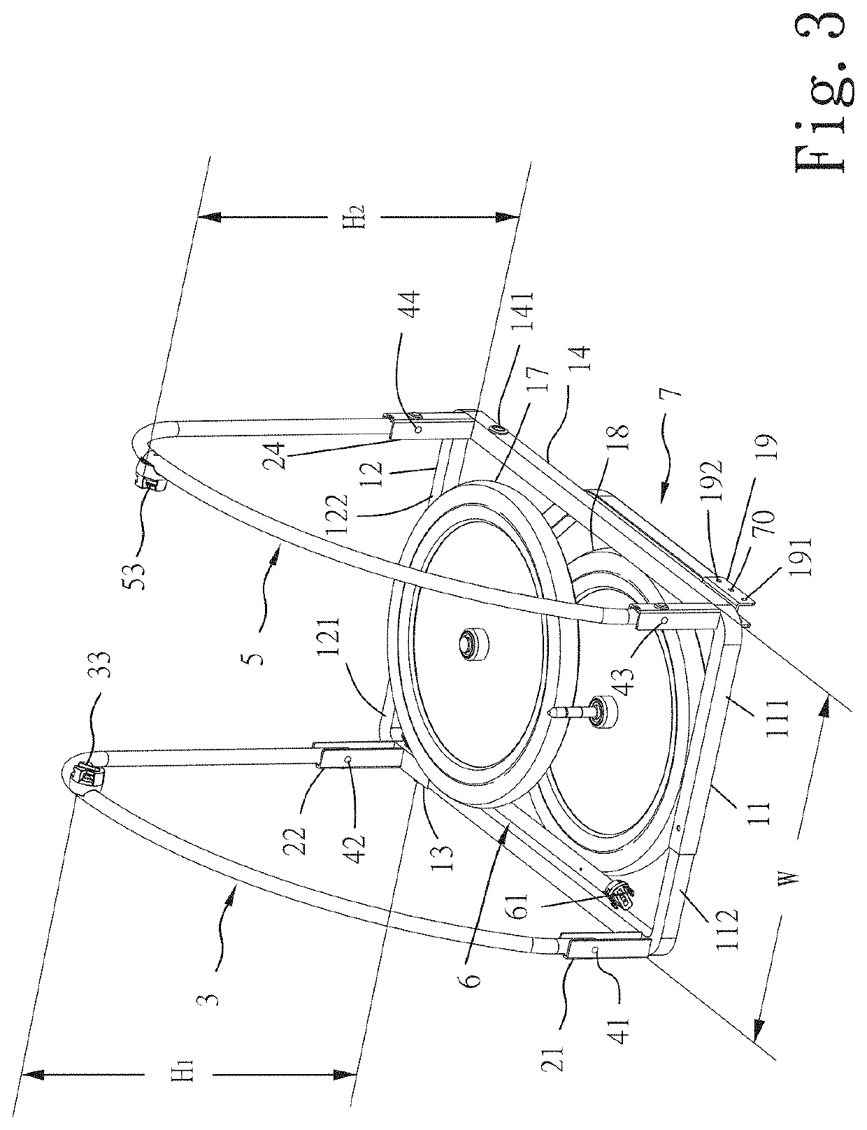 Folding frame structure for trailer