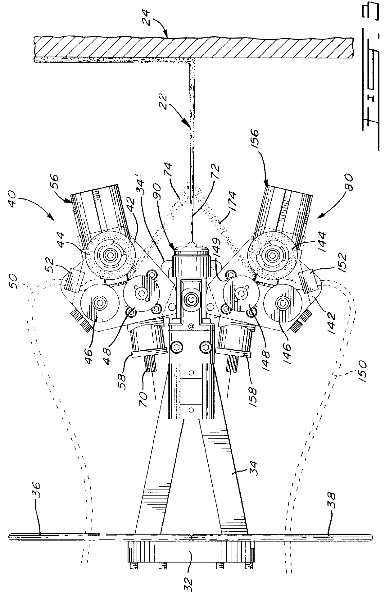 Twin chopper device for spray-up molding