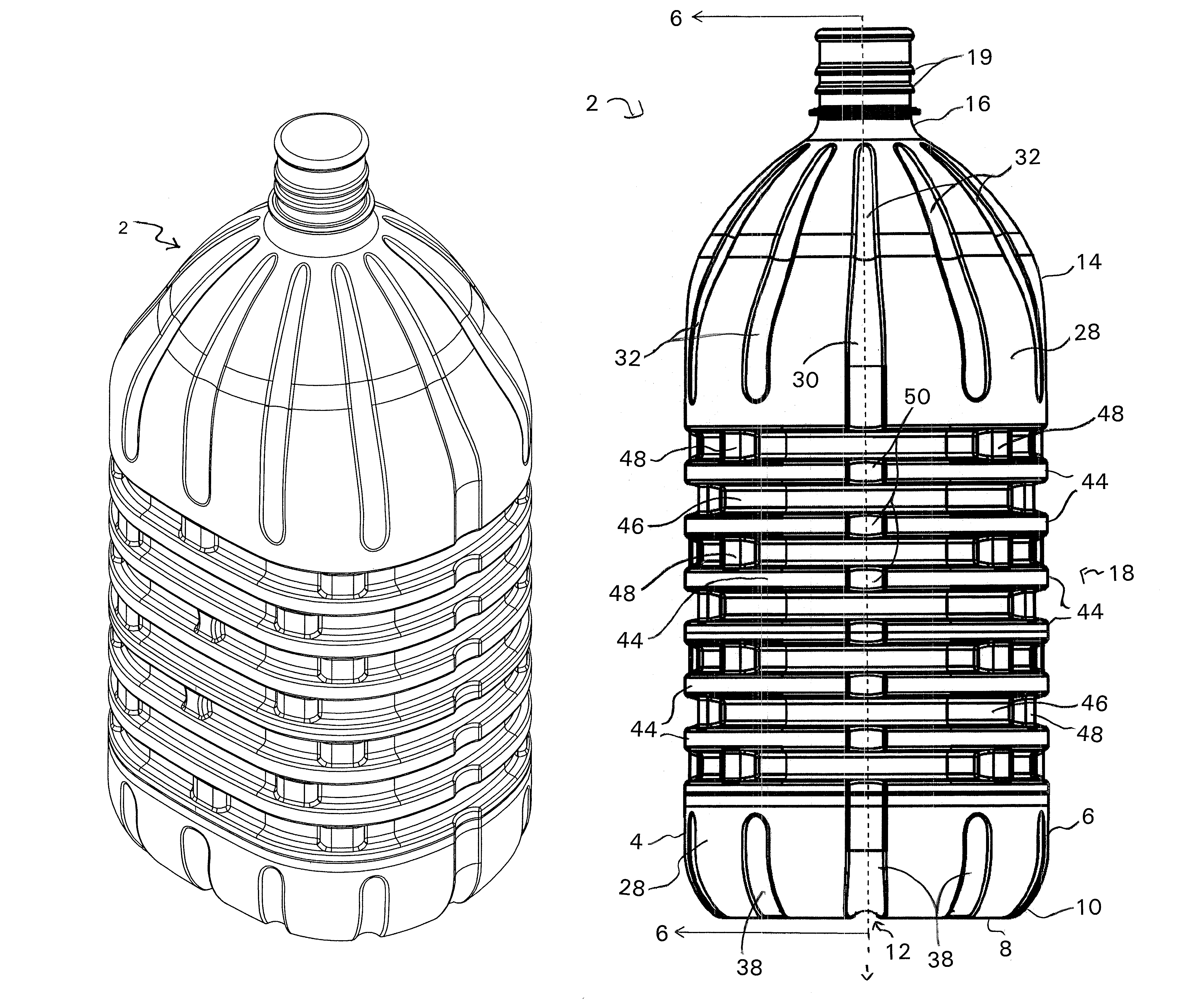 Multi-gallon capacity blow molded container