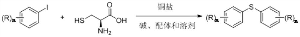 Preparation method for synthesizing diaryl thioether compound based on L-cysteine