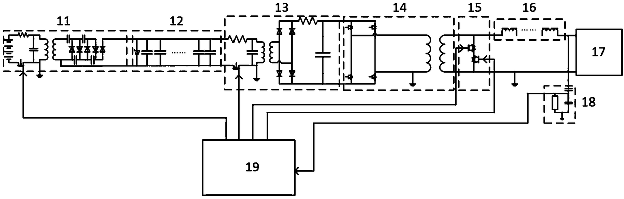 All-electric partial discharge detection device and detection method