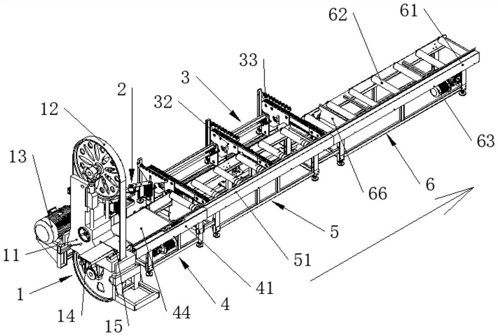 Automatic discharging conveying line of sports car band sawing machine