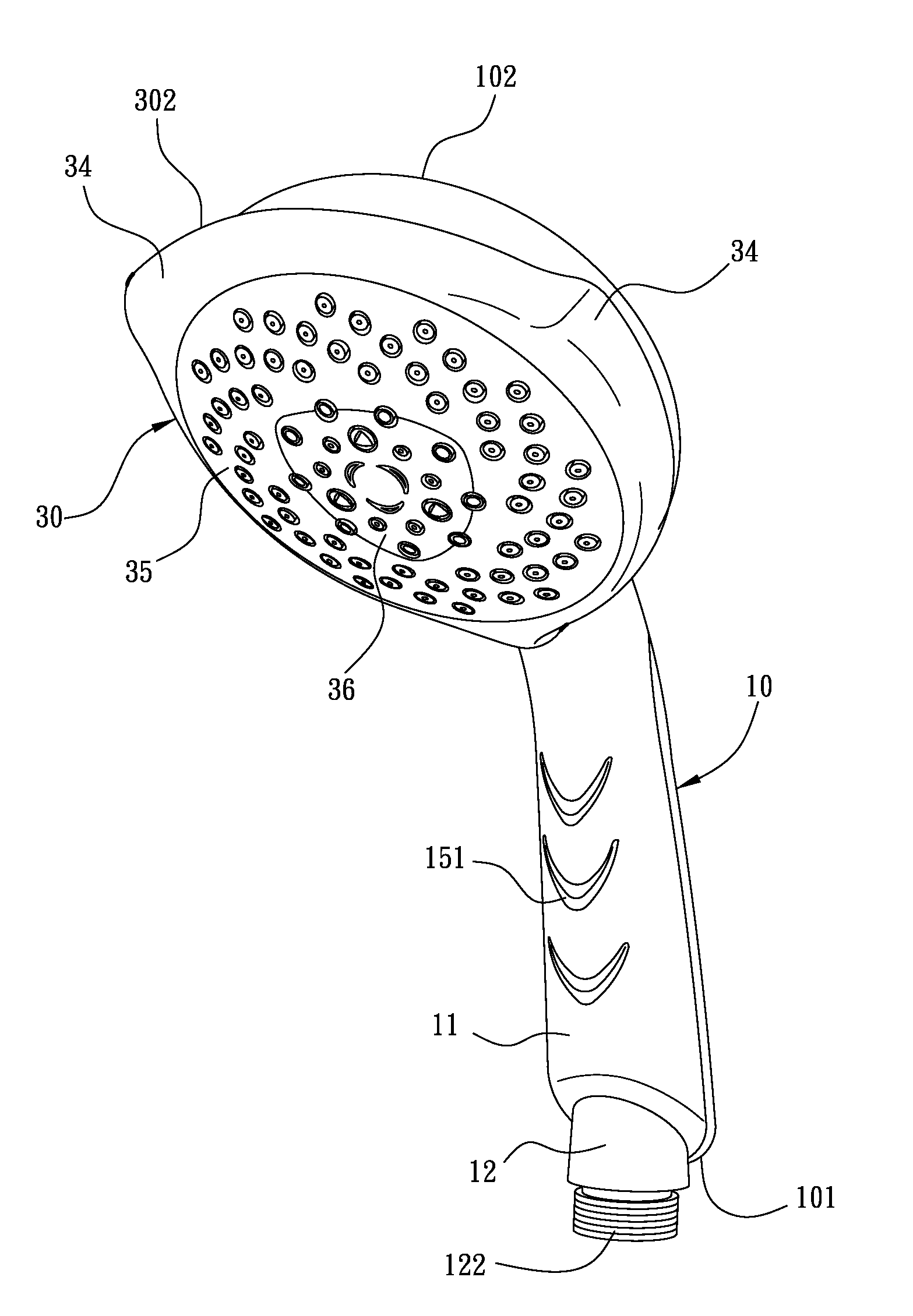 Hand-held showerhead structure