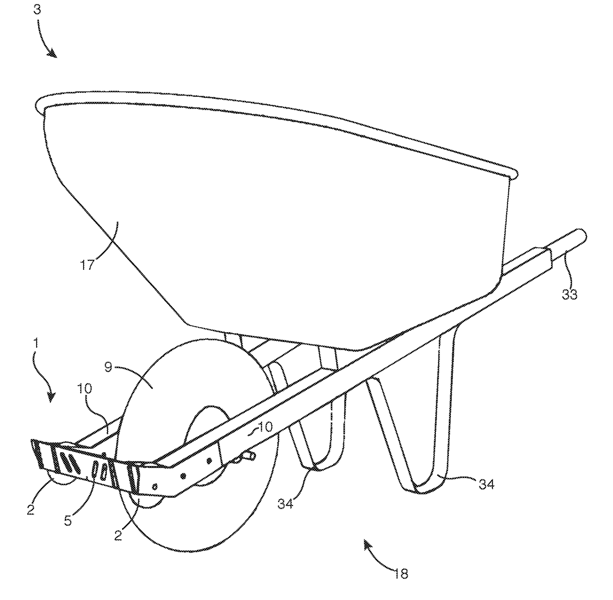 Method and apparatus for wheelbarrow front end protection