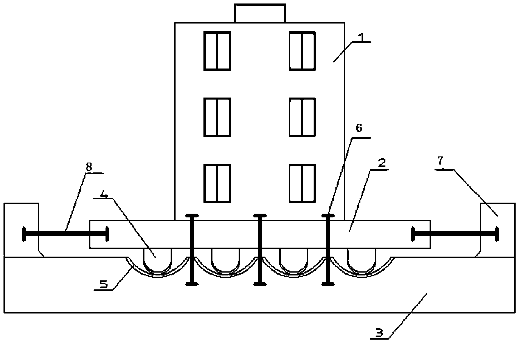 Building multi-directional self-resetting seismic isolation structure