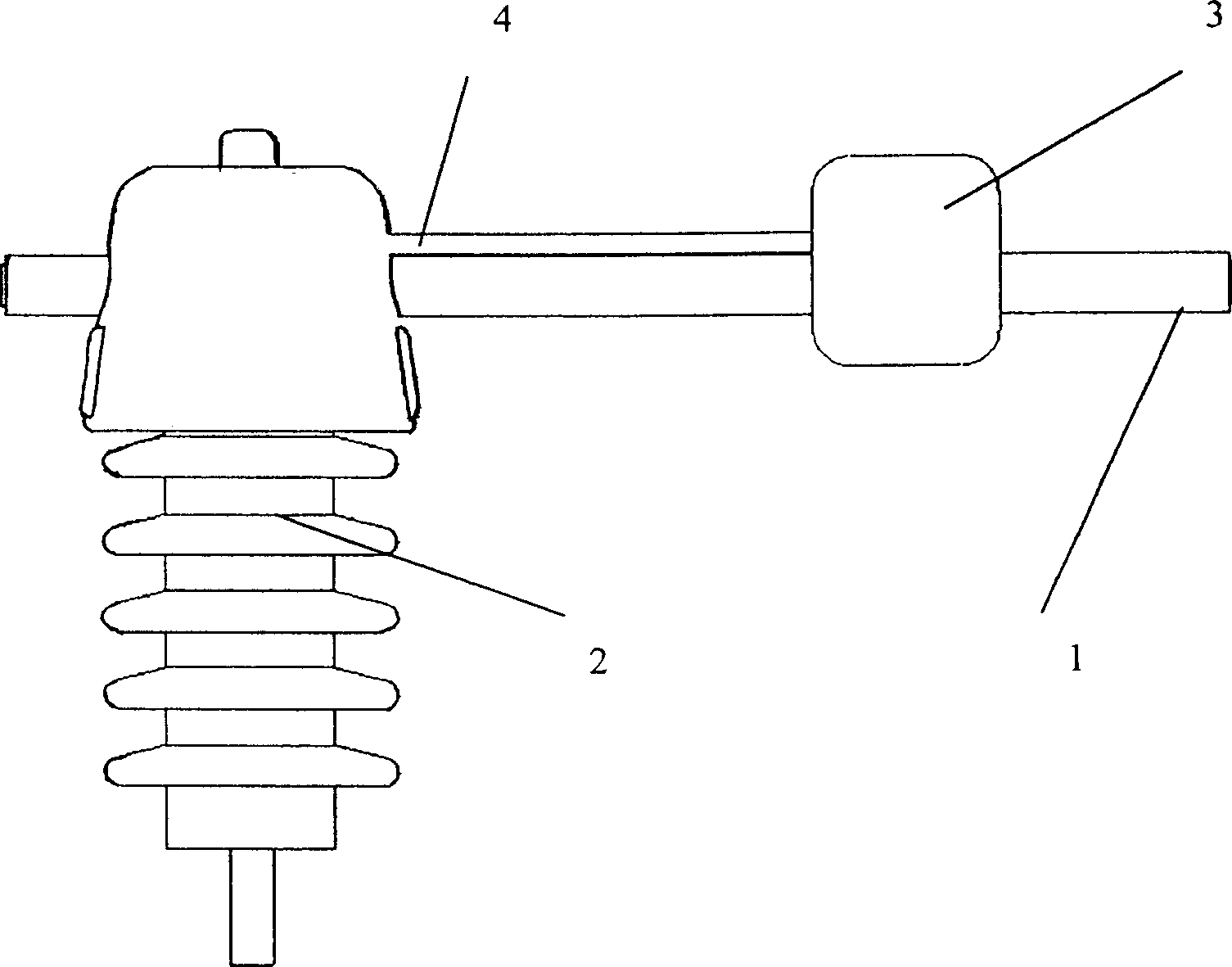 Punctured and embedded insulator for preventing broken wire of aerial insulated conductor caused by lightning strike