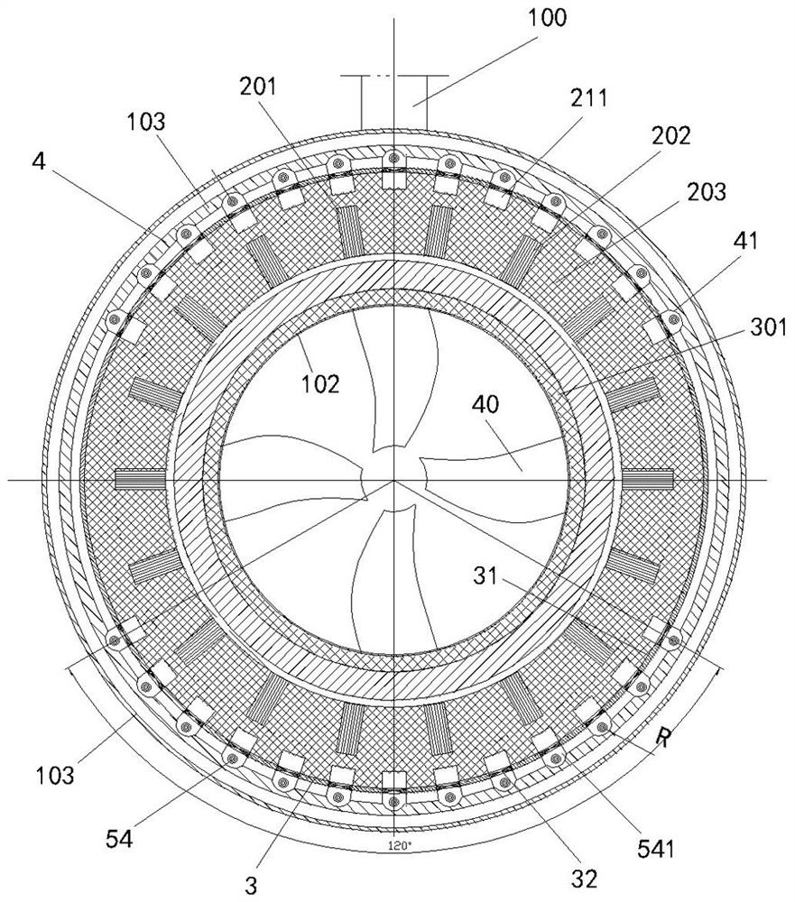 Shaftless propeller sediment deposition prevention device based on sediment-carrying channel