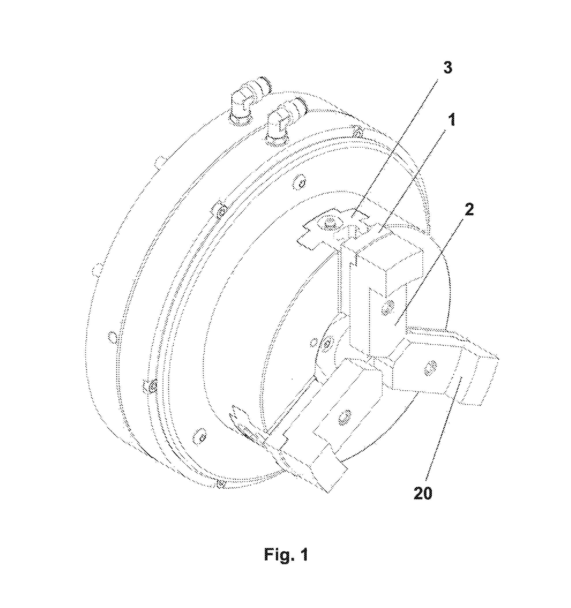 Device for the fast exchange of nuts in a lathe plate