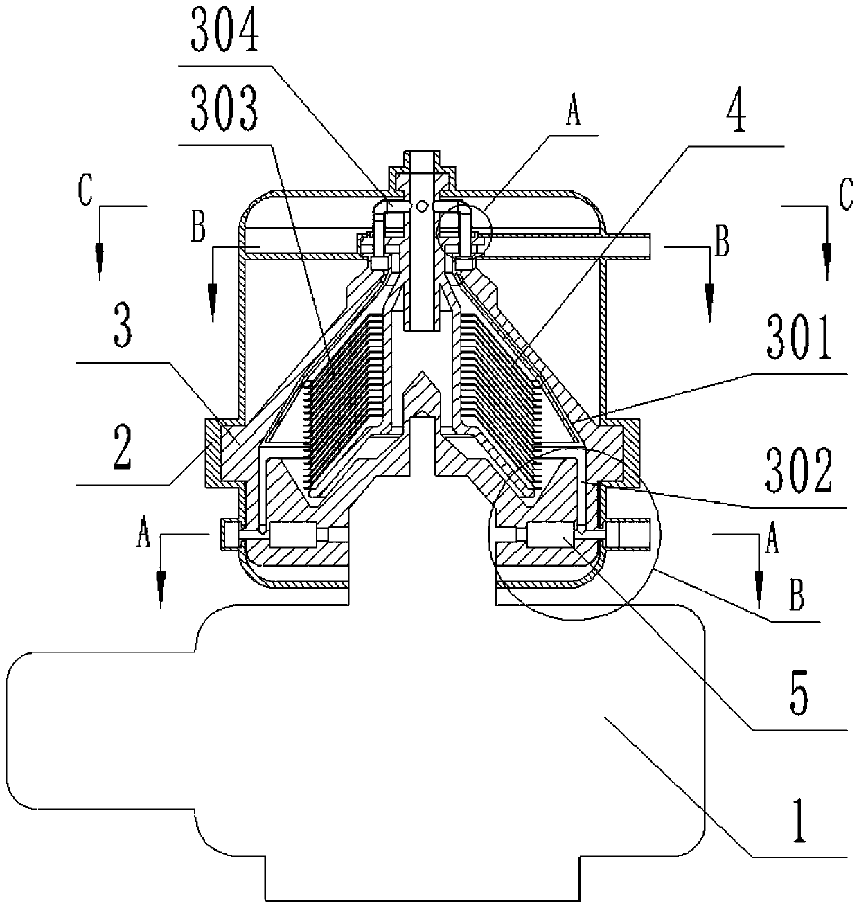 Disk type separator for concentrating corn starch gluten