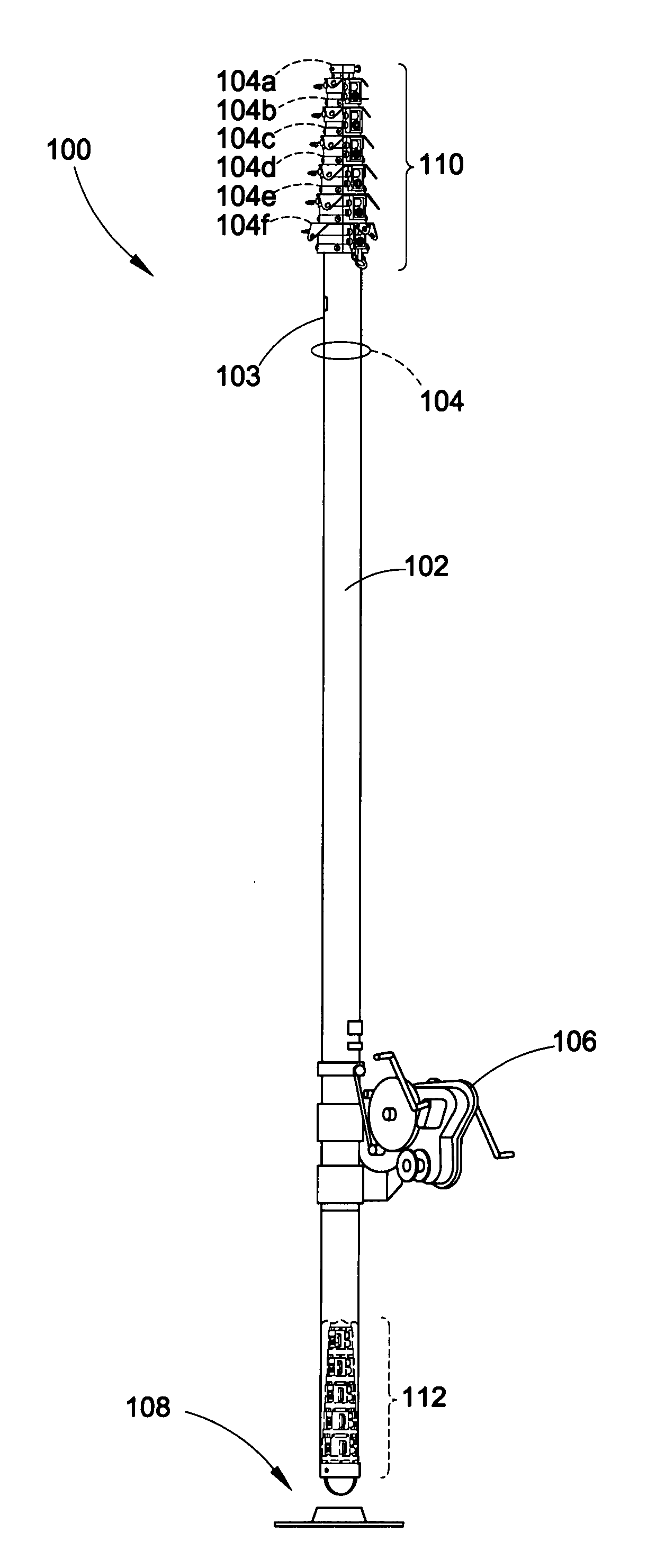 Strap driven field mast