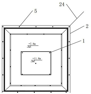 Lake-near deep foundation pit dewatering device and construction method thereof