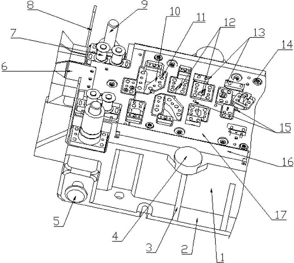 Lower die structure of automobile bracket continuous punching die