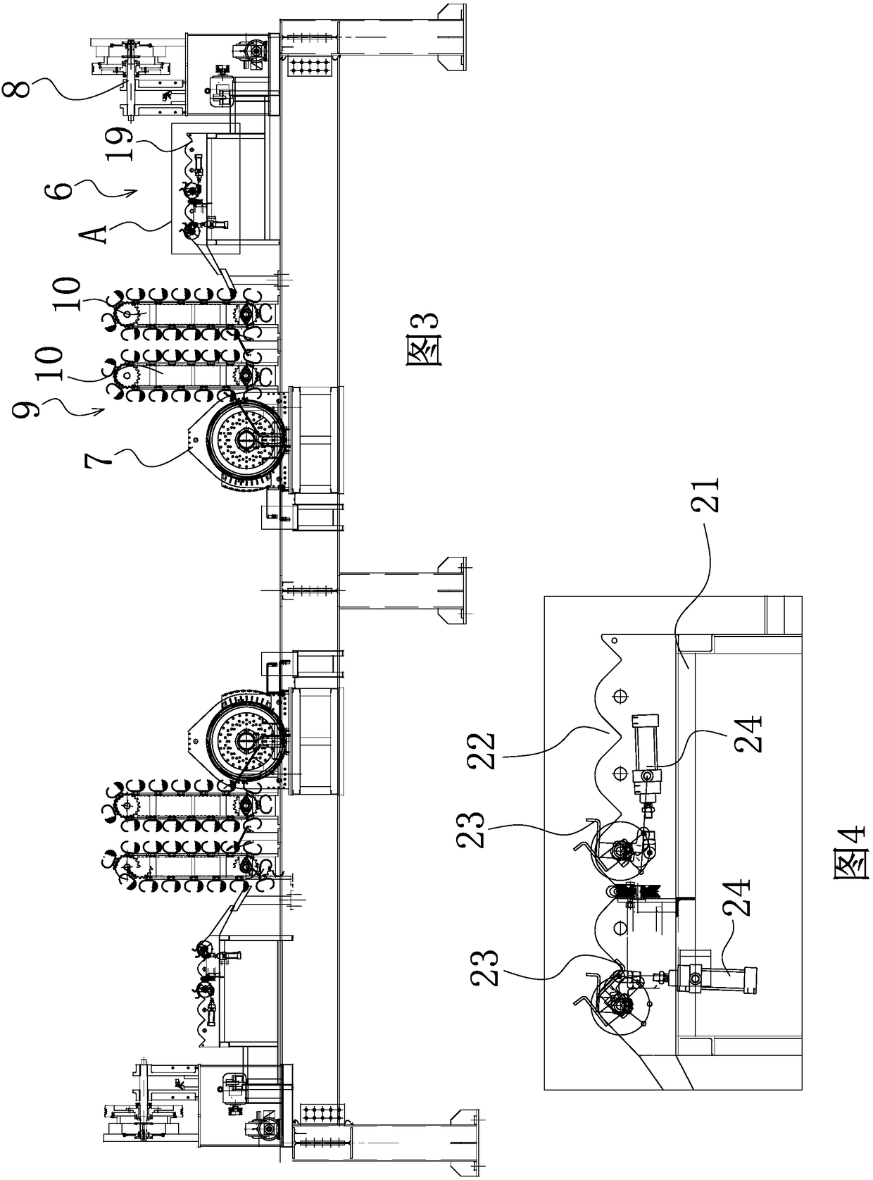 Continuous weaving cage pipe pile production line