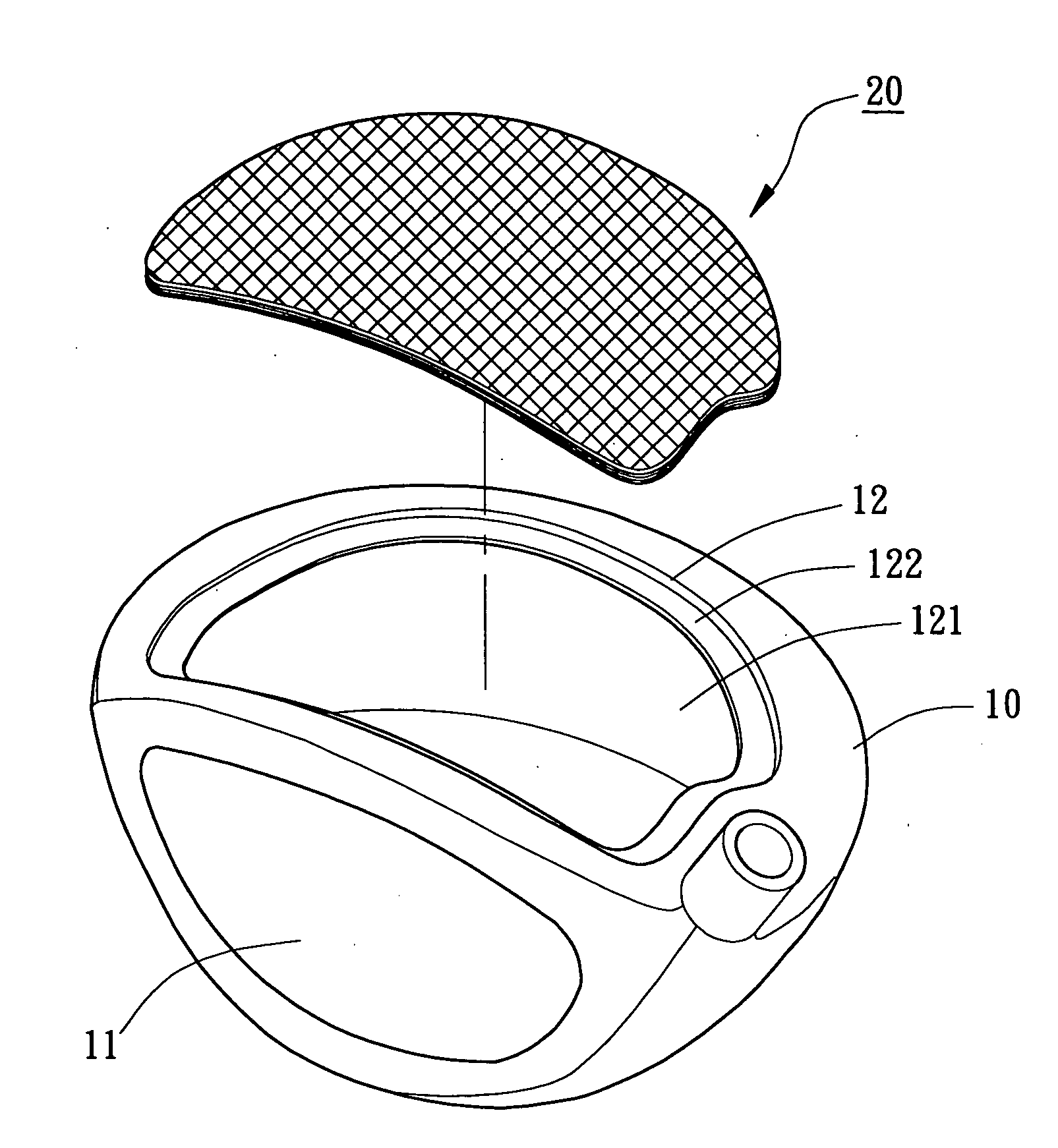 Golf club head and composite plate therefor