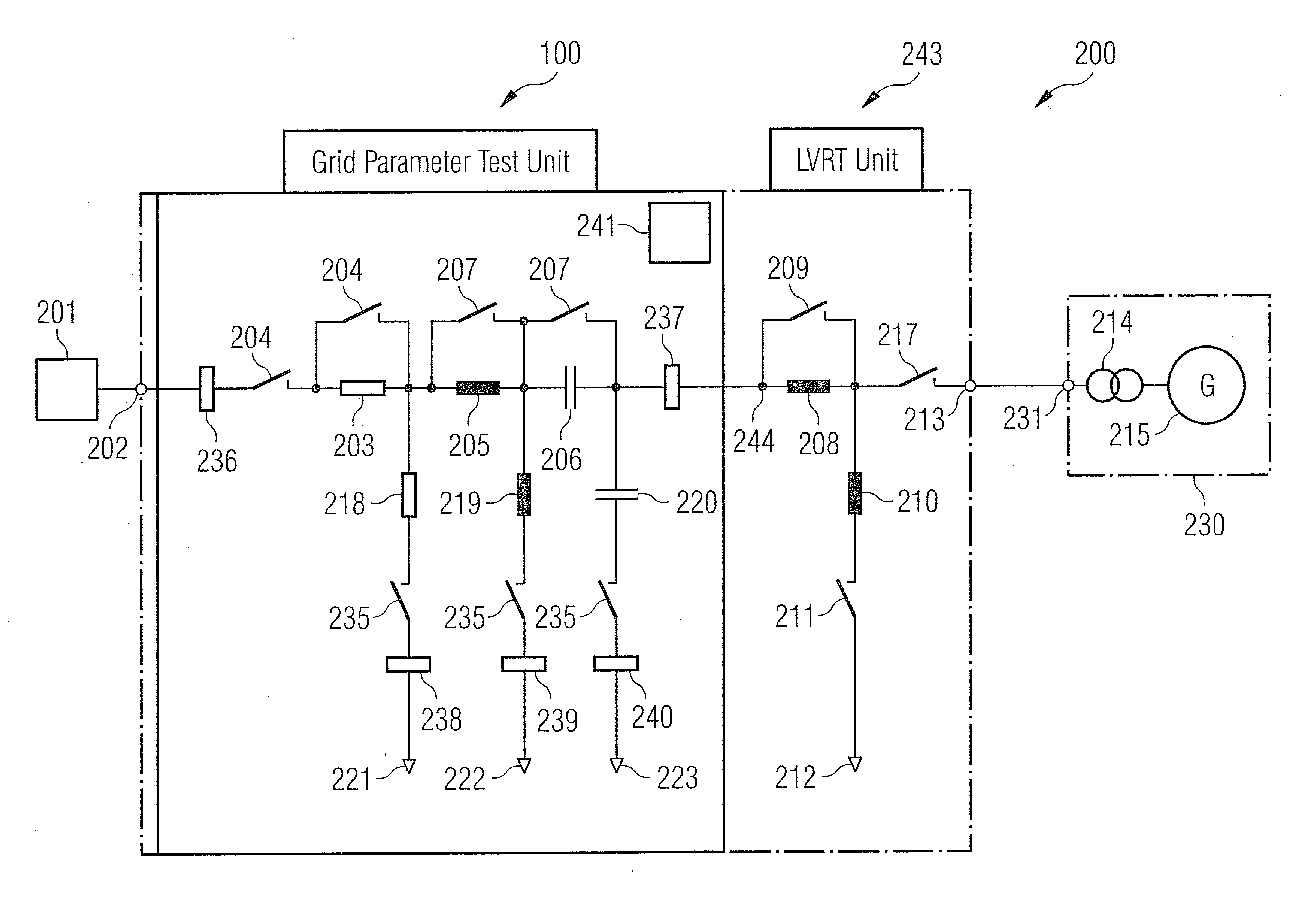 Arrangement and method for testing an electric power generation system