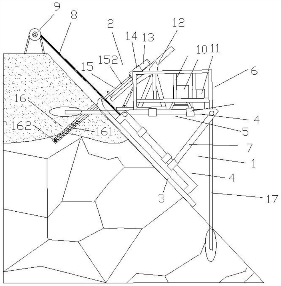 Construction method of a drilling device for complex high and steep slopes