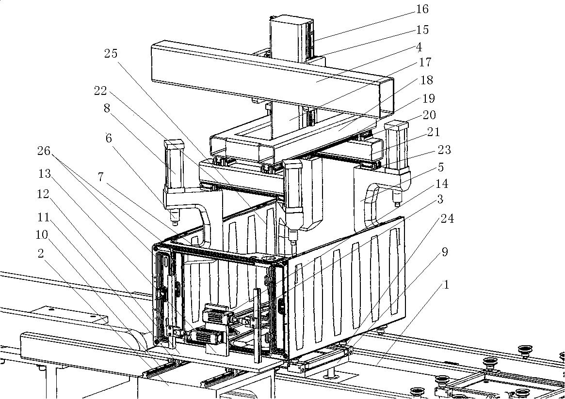 Riveting device for box corner reinforcing part of washing machine box body