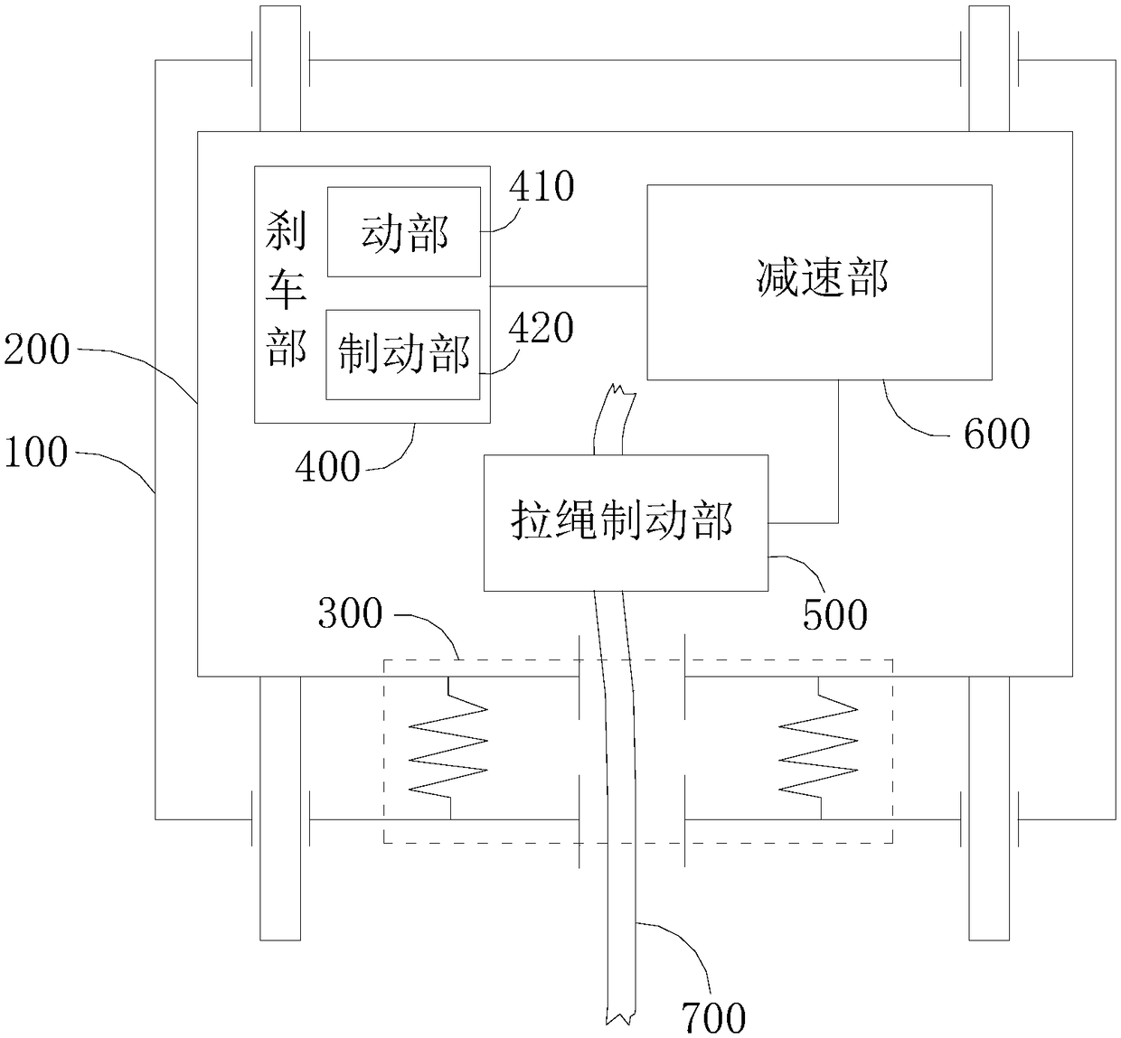 Gravity self-adaption constant-speed forced landing device for high-rise fire disaster escaping