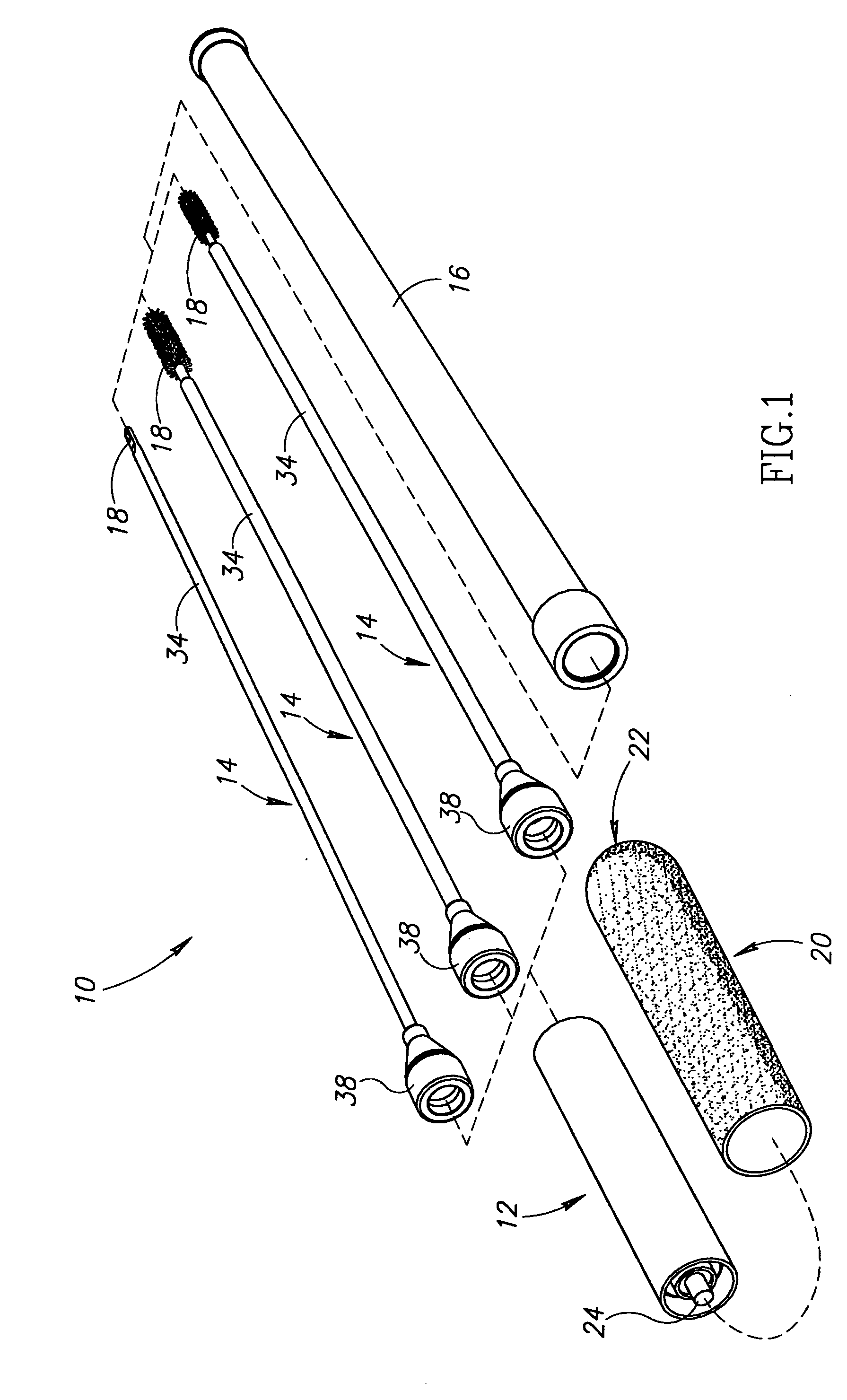 Gun barrel cleaning device with quick-detachable cleaning implement