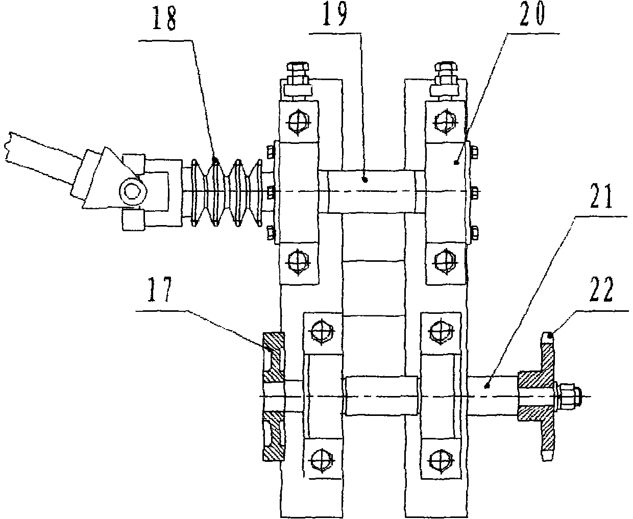 Vertical-shaft gang-tool corn straw header mechanism