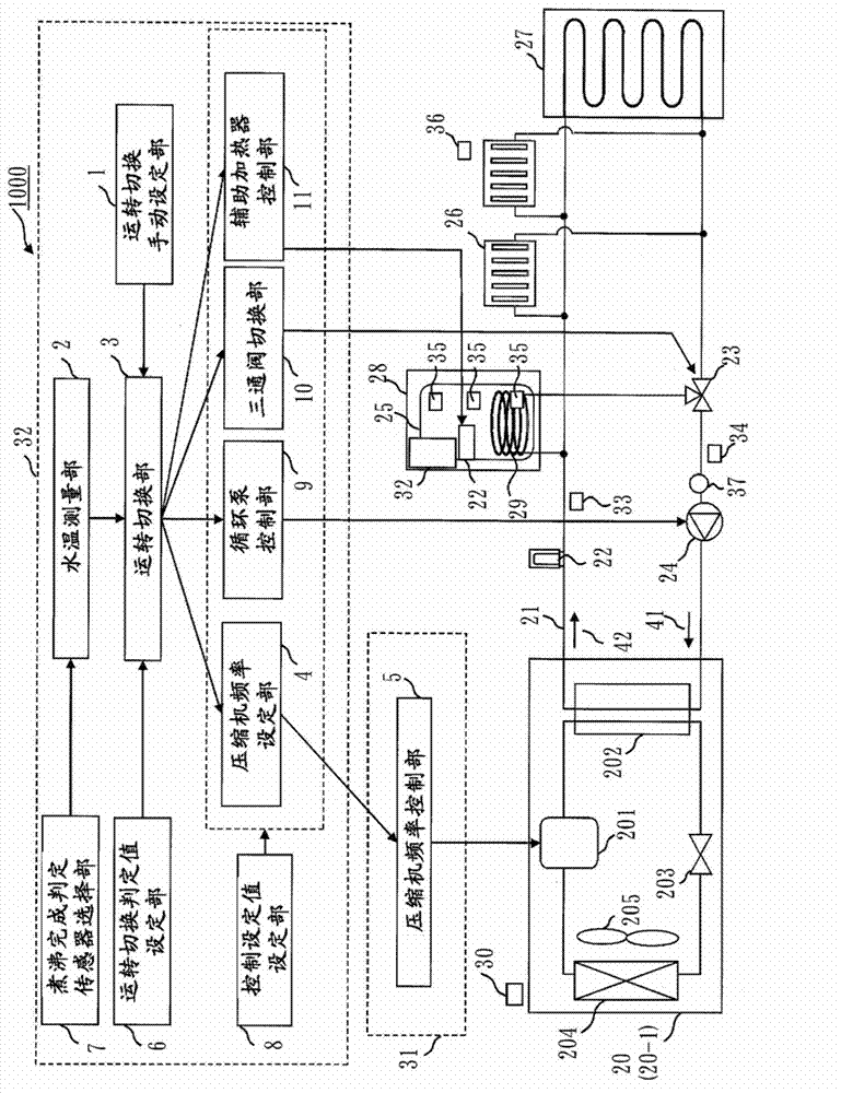 Controller for water heater system, program for controlling water heater system, and method for operating water heater system
