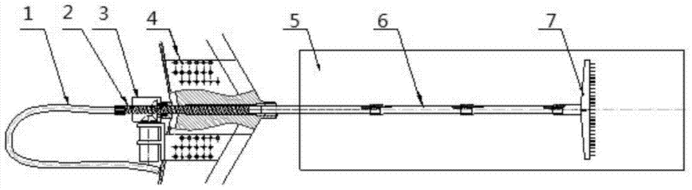 Vibration suppression device for supersonic wind tunnel velocity field calibration and measurement of total pressure exhaust pipe