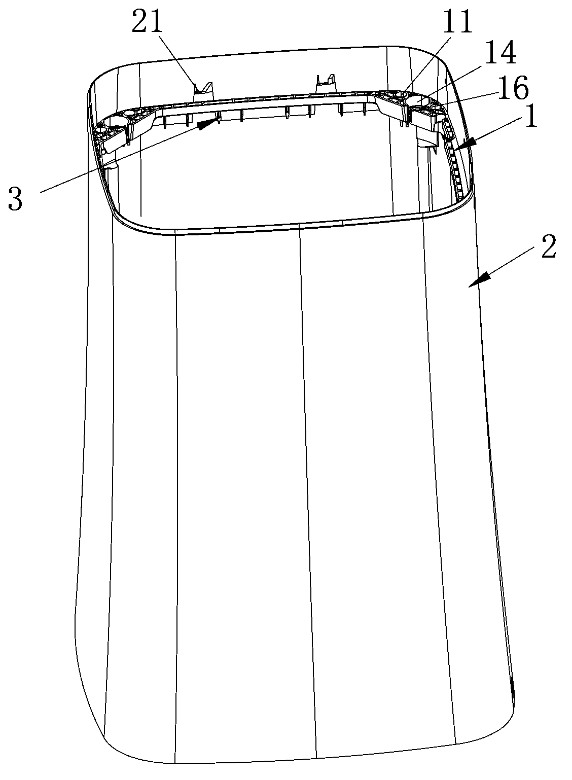 Washing machine damping support structure and washing machine