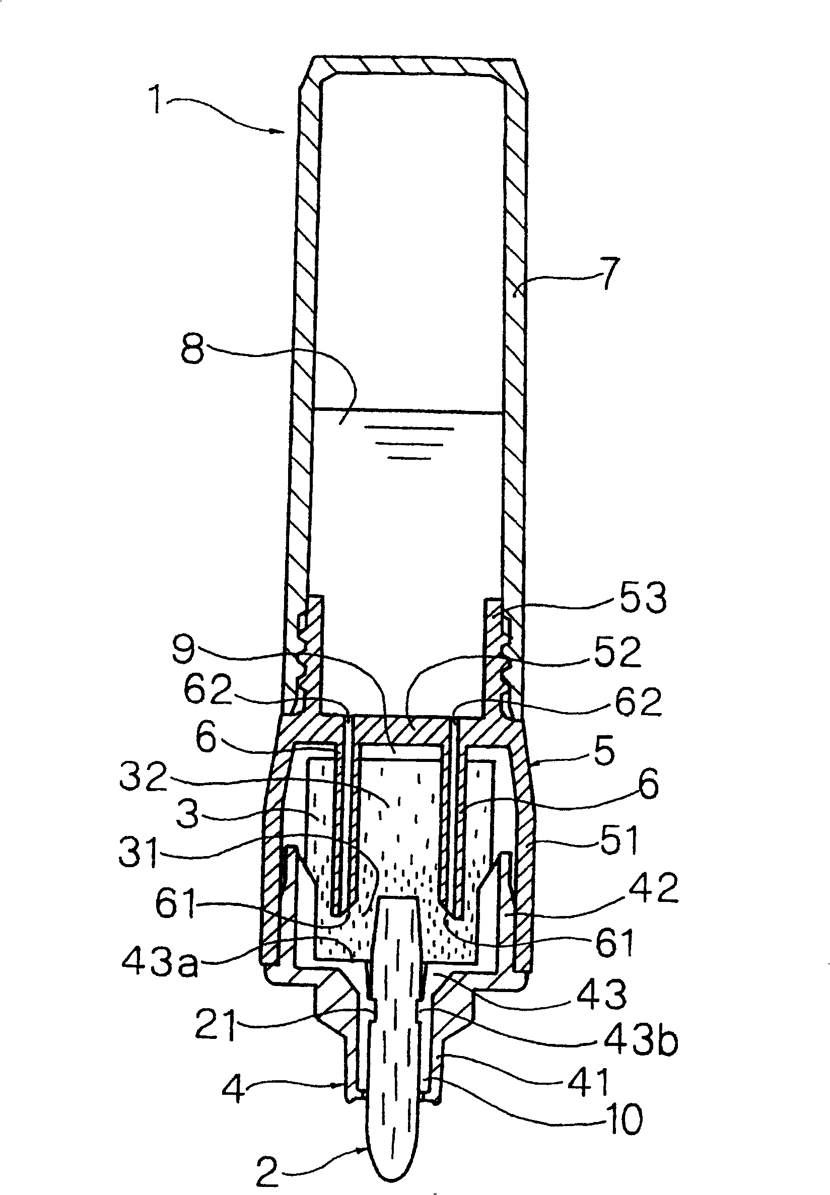 Direct-fluid-supply writing implement