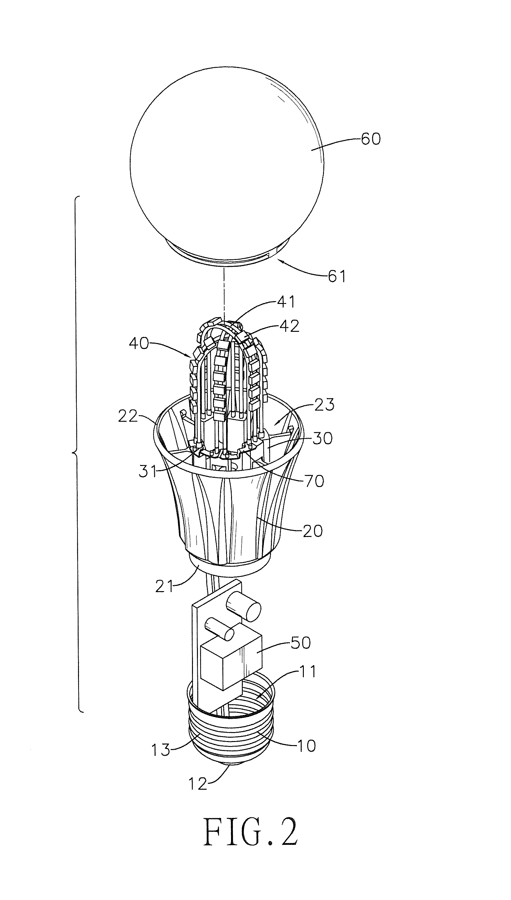 Wide-angle LED bulb