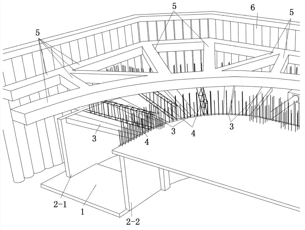 Construction method for changing support of foundation pit at irregular place of rampway