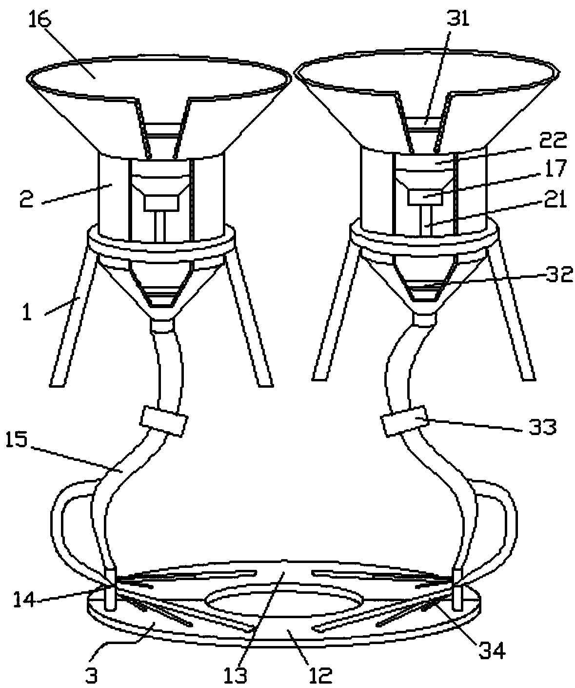 Drip irrigation device for field planting of pear trees