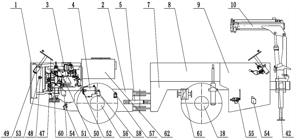 Hinging-type bidirectional-driving self-loading-and-unloading rubber-wheel transporting vehicle