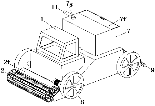 An agricultural machine for crushing wheat straw and returning it to the field